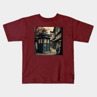 2d illustration of Tardis in Japan Kids T-Shirt